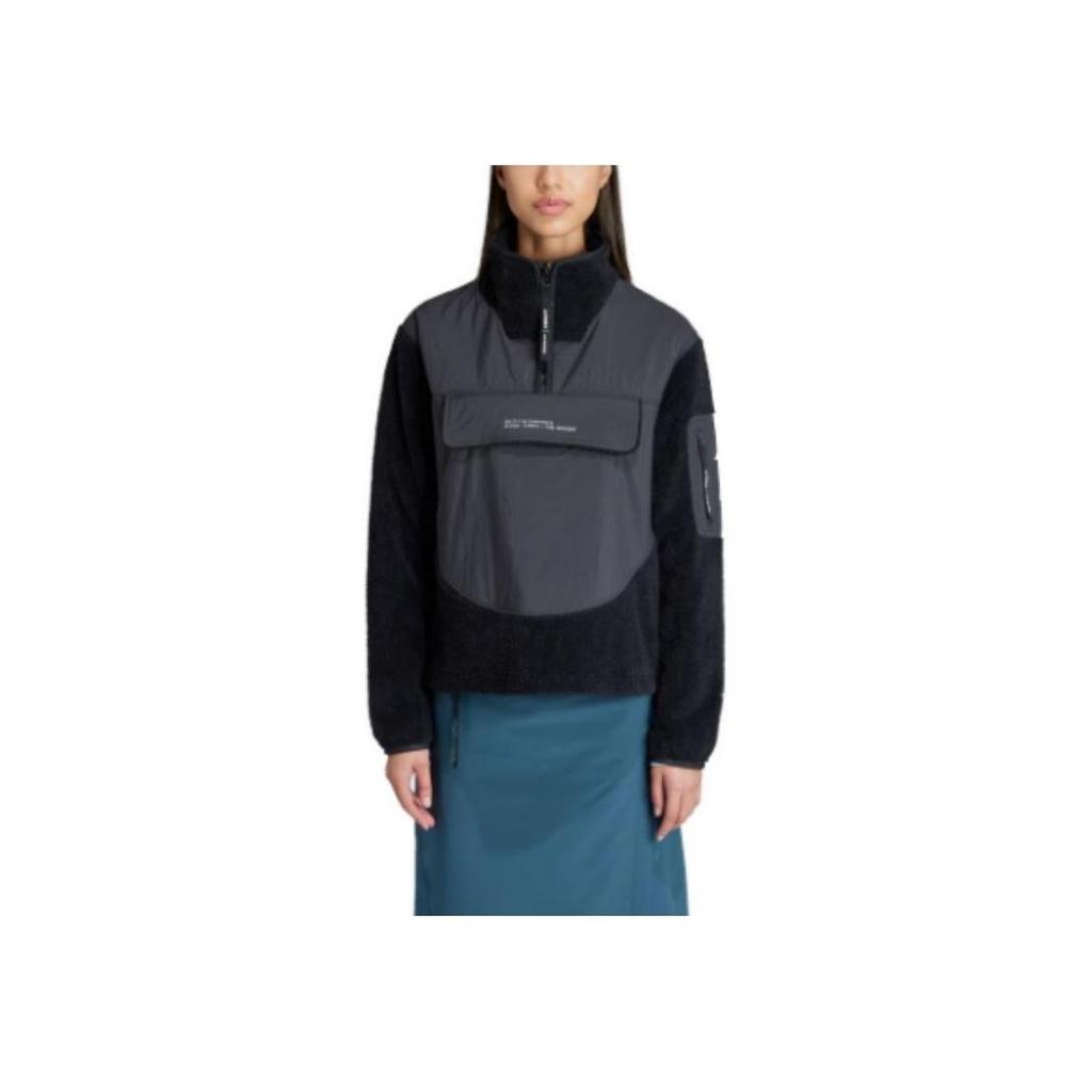 adidas Terrex X And Wander Collaboration FW23 Спортивная толстовка с круглым вырезом и застежкой-молнией на половину длины, женская толстовка, черный цвет IB4815