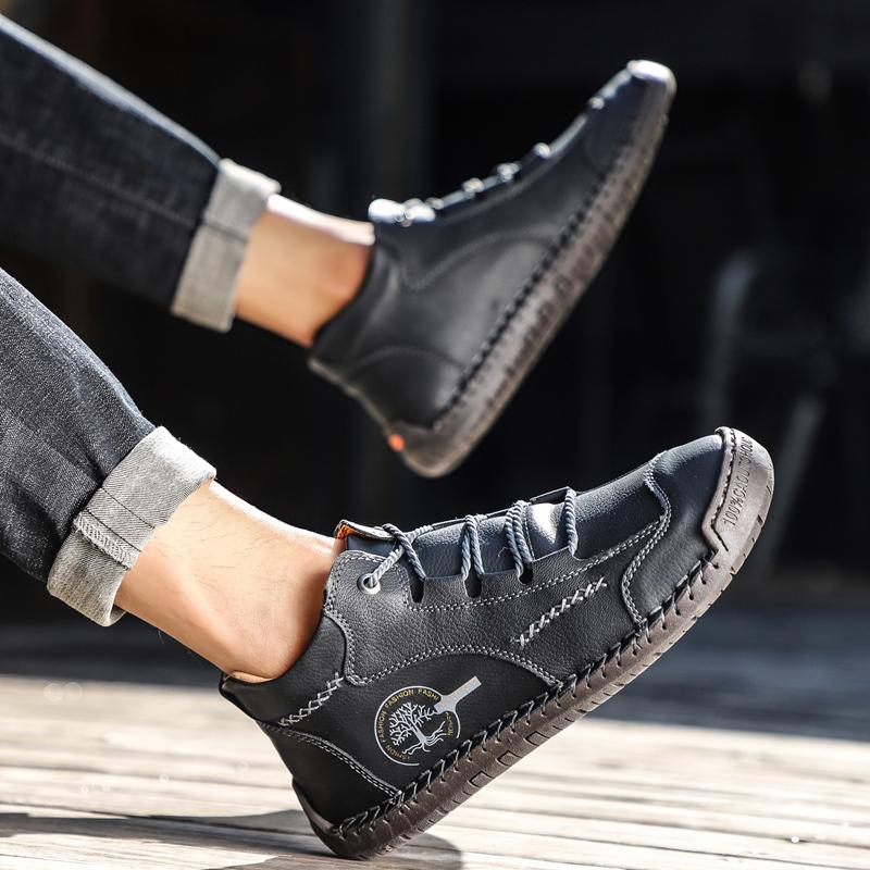 Мужская повседневная обувь с высоким берцем, размер 38–48, мужская обувь ручной работы из суперволокна, резиновая, с мягкой подошвой, большого размера для вождения автомобиля