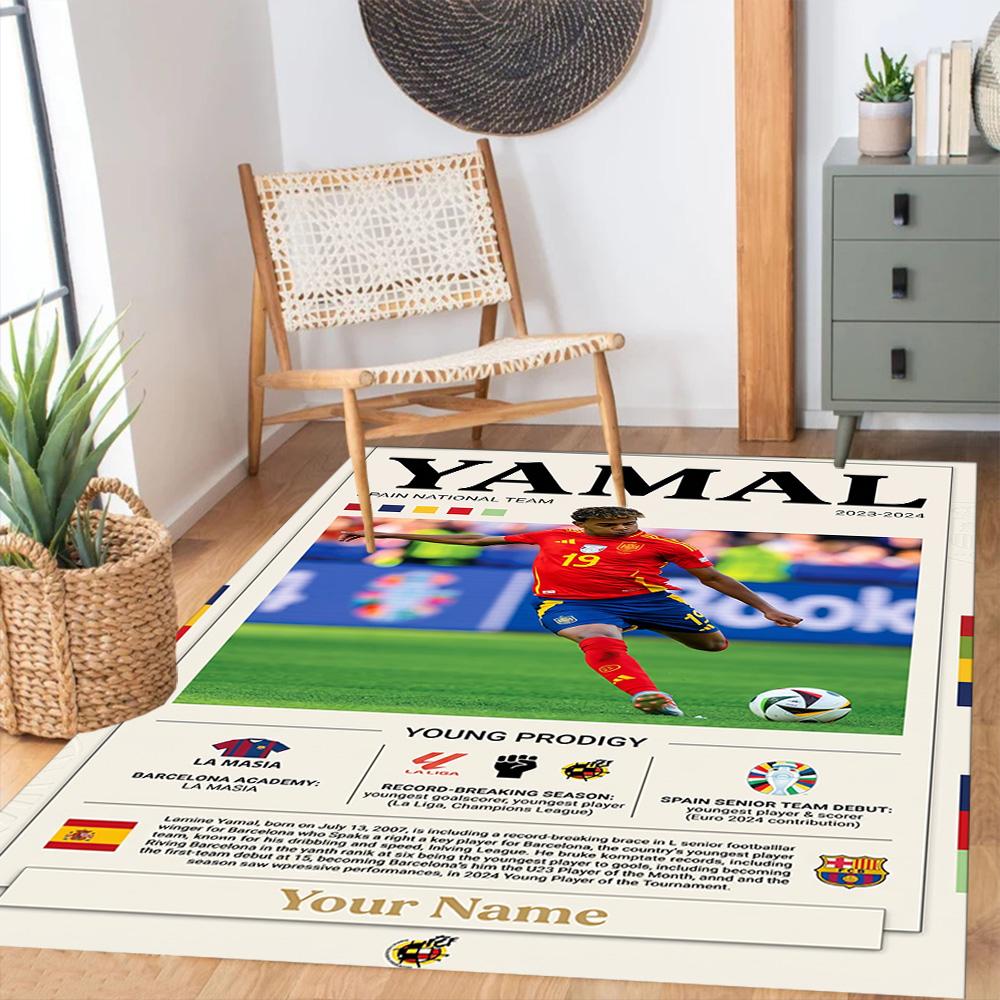 Lamin Yamal Customizable Name Floor Mat Design For Playrooms Dormitory Foyer Outdoor Antislip Carpet Anime Office Decor Spiritual Gift