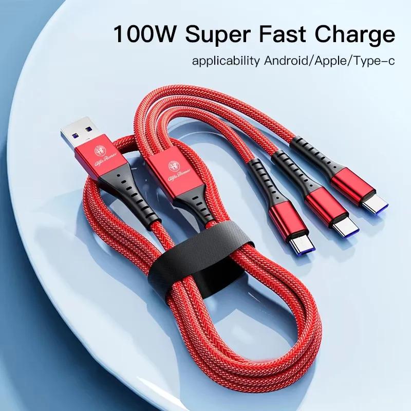Hub Caps Car Interior Charger 3 In 1 Charging Cable Auto Accessories For Alfa Romeo Giulietta Mito 159 Giulia Stelvio 156 147 ToOZ2
