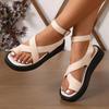 Flat-soled Sandals Women's Spring and Summer New Large-size Set Toe Thick-soled Casual Anklet Buckle with Beach Sandals