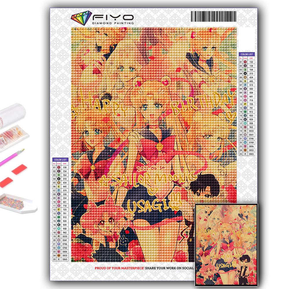 5D Алмазная картина Сейлор Мун DIY Алмазная вышивка Горный хрусталь Украшение дома