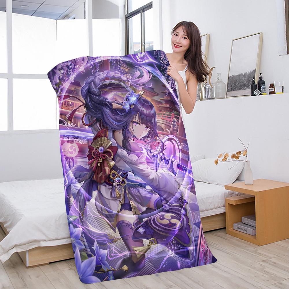 Raiden Shogun Genshin Impact Beach Towels Shower Towel Sauna Travel Spa Microfiber Quick Dry Gym Accessories Cute Room Decor