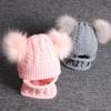 2 dona/toʻplam Chaqaloq uchun toʻqilgan shlyapa va sharf, ikkita pomponli, iliq shapka, sharflar, bolalar uchun qishki oʻrashli beanie toʻplami