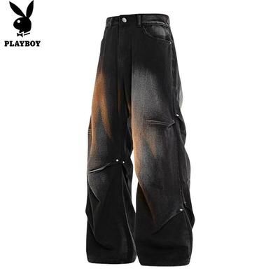 Мужские свободные прямые джинсы широкие от бедра