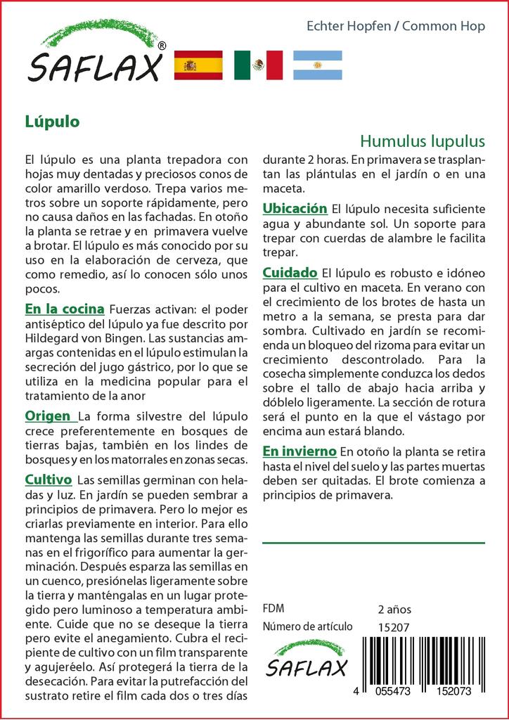 SAFLAX Garden in the Bag - Хмель обыкновенный - 50 семян - С субстратом в подходящем пакете - Humulus lupulus