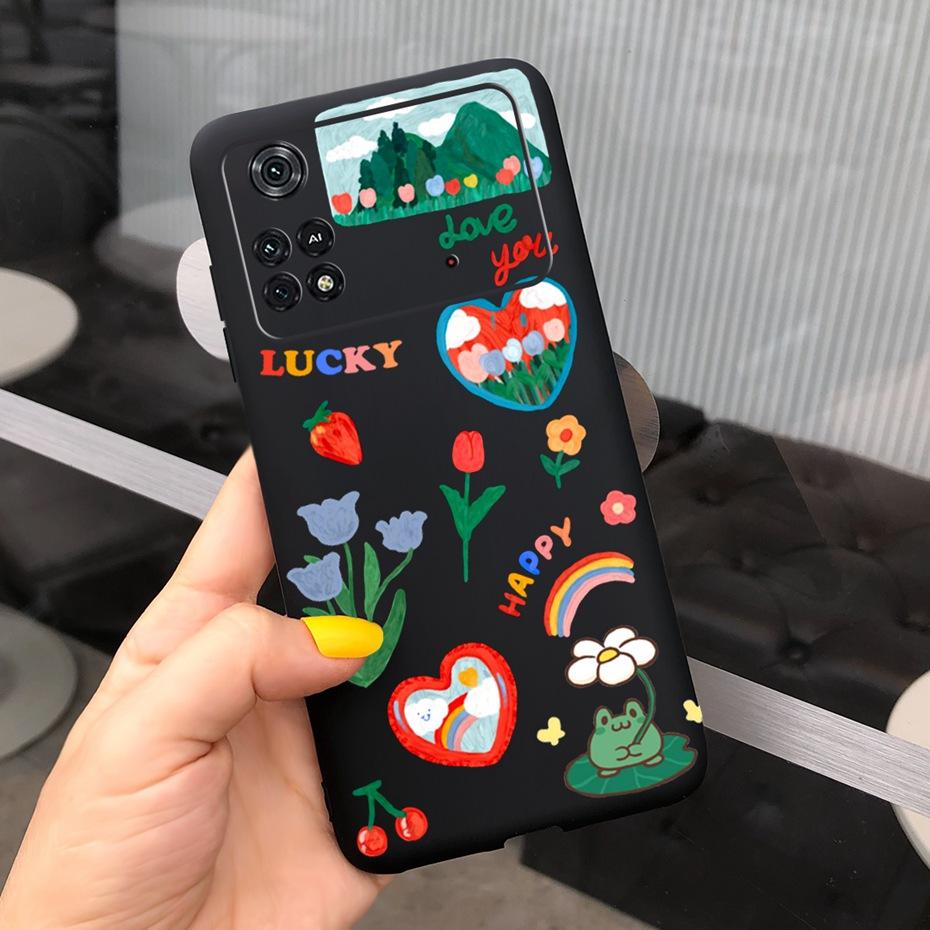 Чехол для Xiaomi Poco M4 Pro Милый узор Конфетный цвет Чехол для телефона Для Poco M 4 M4 Pro 5G 4G PocoM4 Мягкий силикон ТПУ Задняя крышка