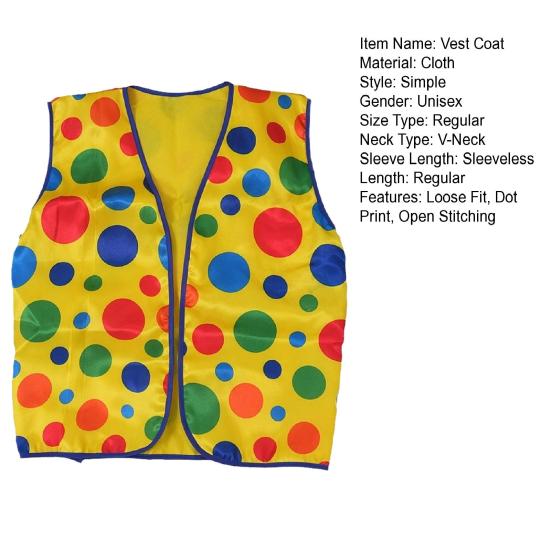 Жилет клоуна, пальто, желтый жилет без рукавов с принтом в горошек, праздничный дизайн клоуна, реквизит для выступления на Хэллоуин