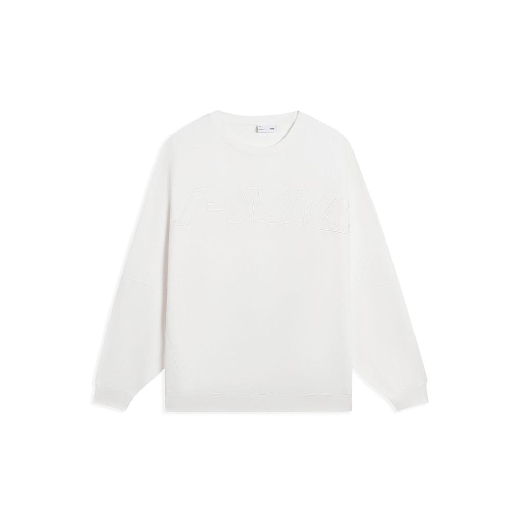 Li-Ning Чистый цвет повседневный спортивный дышащий длинный рукав свободный свитшот мужские топы молочно-белый AWDS927-2