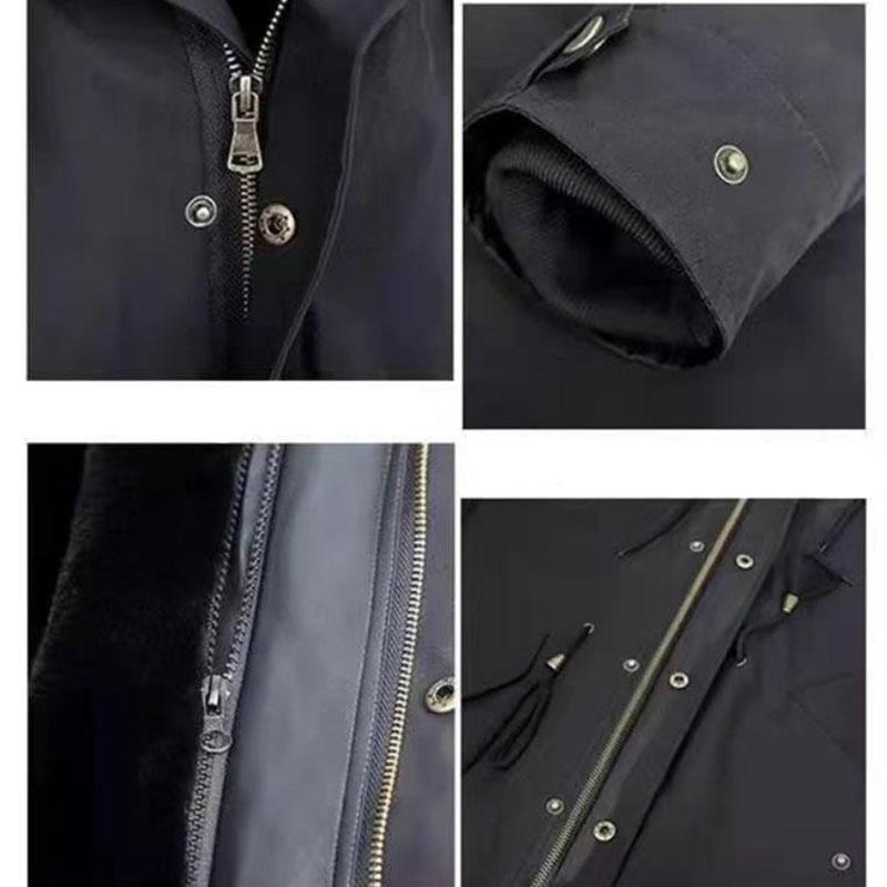 Зимняя парка больших размеров, мужская шуба с большим меховым воротником и капюшоном, флисовая теплая куртка, длинная