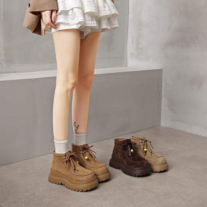 Ретро ботинки Мартин на шнуровке женская модная универсальная и удобная обувь на толстой подошве-маффин ретро короткие ботинки на шнуровке детские новые модели