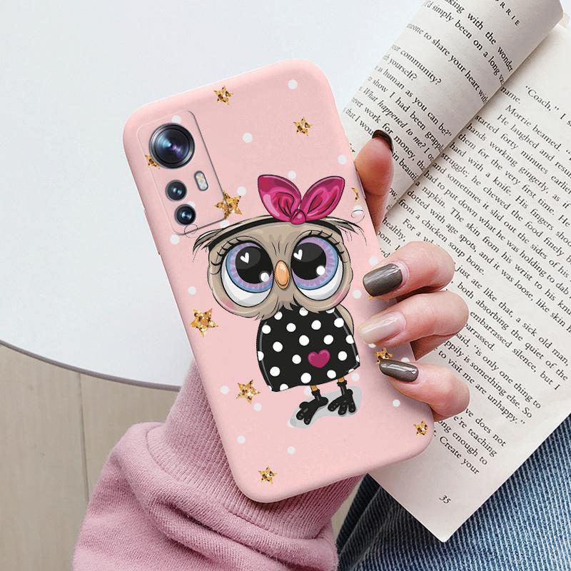 Цветочный чехол для телефона для Xiaomi 12T Mi12T Pro Funda Милое сердце Мультяшная сова Xiaomi 12 T Xiaomi12T Pro Матовый мягкий ТПУ задняя крышка