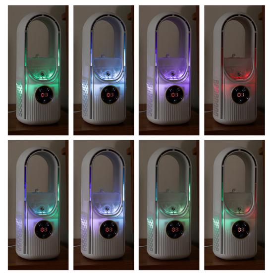 Безлопастной настольный вентилятор с 6 скоростными режимами, мощный воздушный поток, компактный дизайн, портативный перезаряжаемый, тихий охлаждающий вентилятор-распылитель