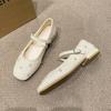 Корейская версия Xiaoxiangfeng Туфли на низком каблуке с кроликом для женщин 2024новые Модные с круглым носком Противоскользящие Женские балетки Весна