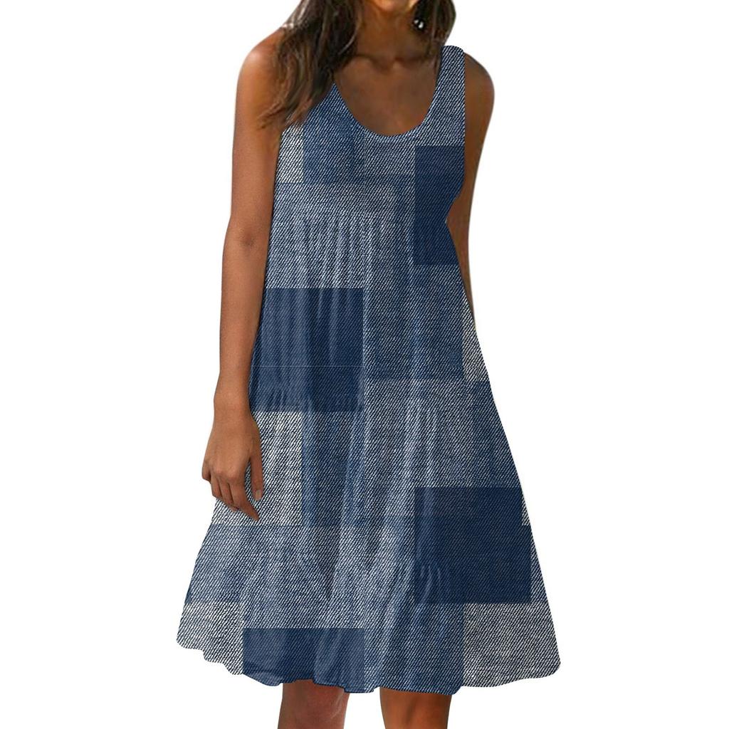 Женское платье, милая повседневная пляжная юбка без рукавов с принтом, сарафан