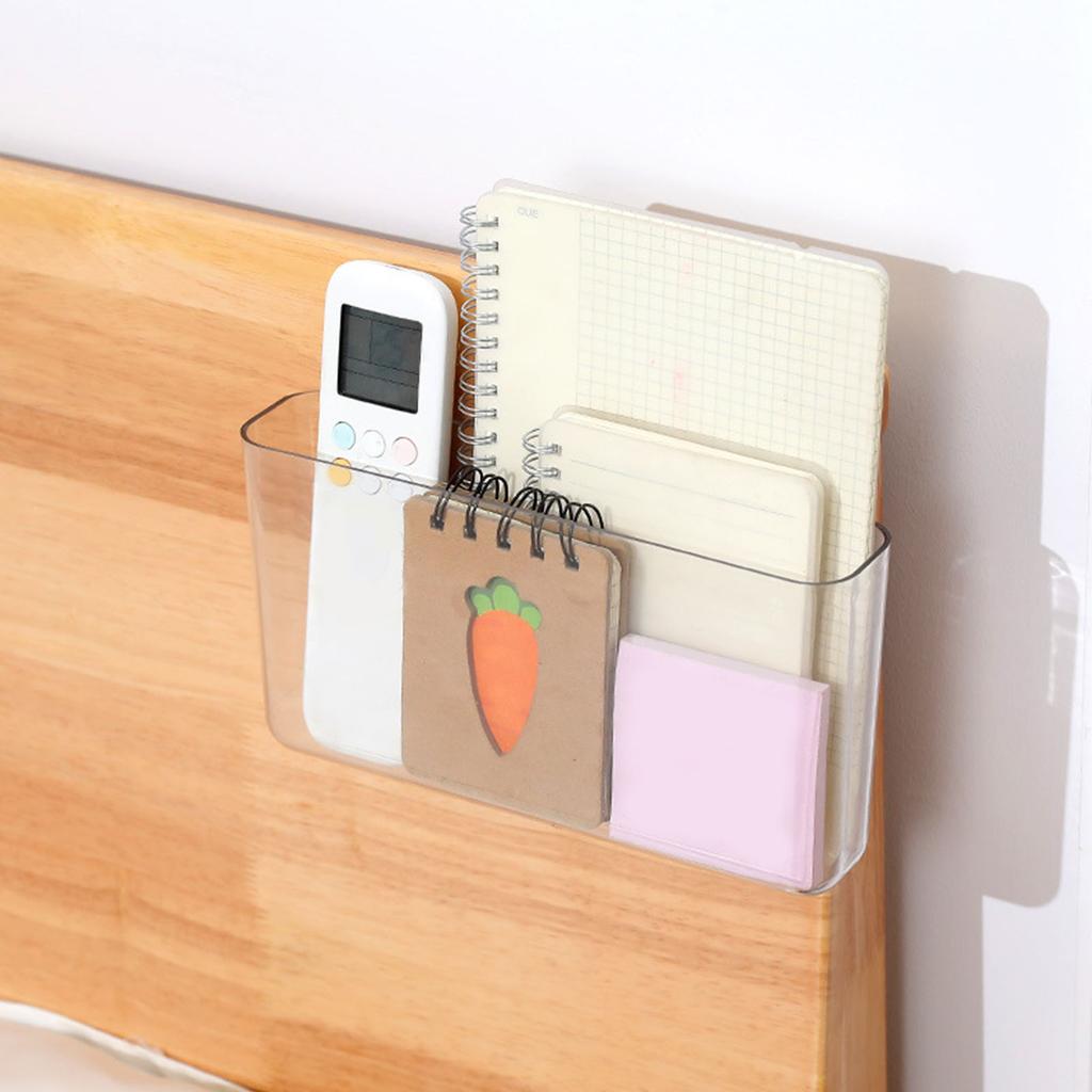 Wall Mounted Storage Organizer Box Punch Free Strong Adhesive Transparent Wall Phone Holder for