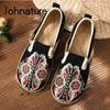 Embroider Flats Women Shoes Casual Round Toe Canvas Flower National Style Leisure Concise Ladies Shoes