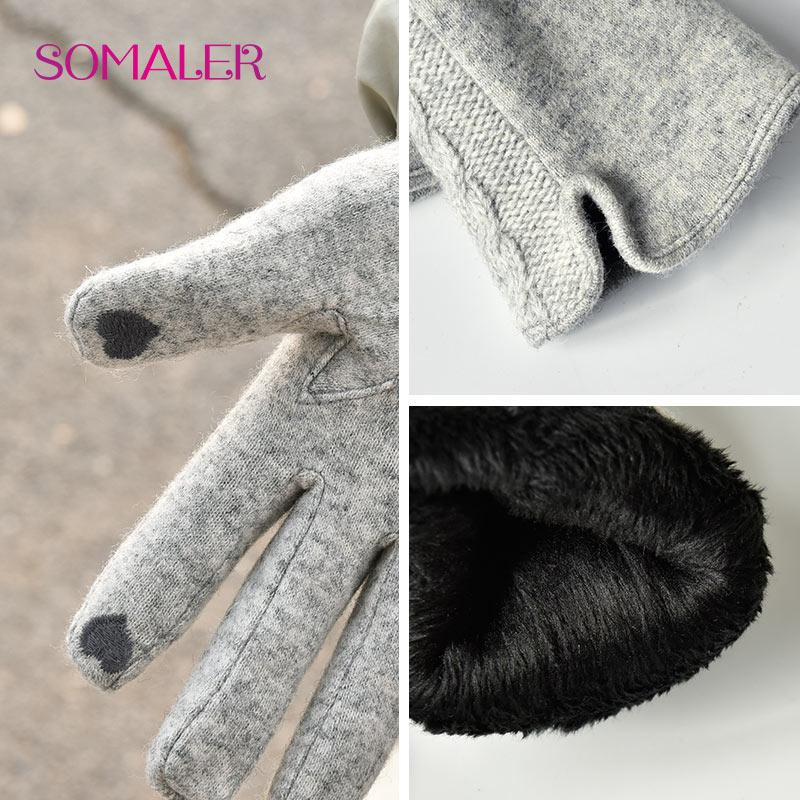 SOMALER Женские зимние аксессуары, теплые перчатки, милые перчатки с сенсорным экраном, женские варежки для девочек