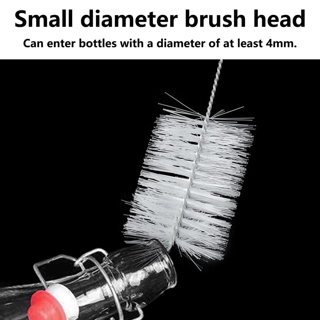 Pack Of 5 Nylon Bottle Cleaning Brushes With Stainless Steel Handle Suitable For Narrow Bottle Necks Kitchen Office Use