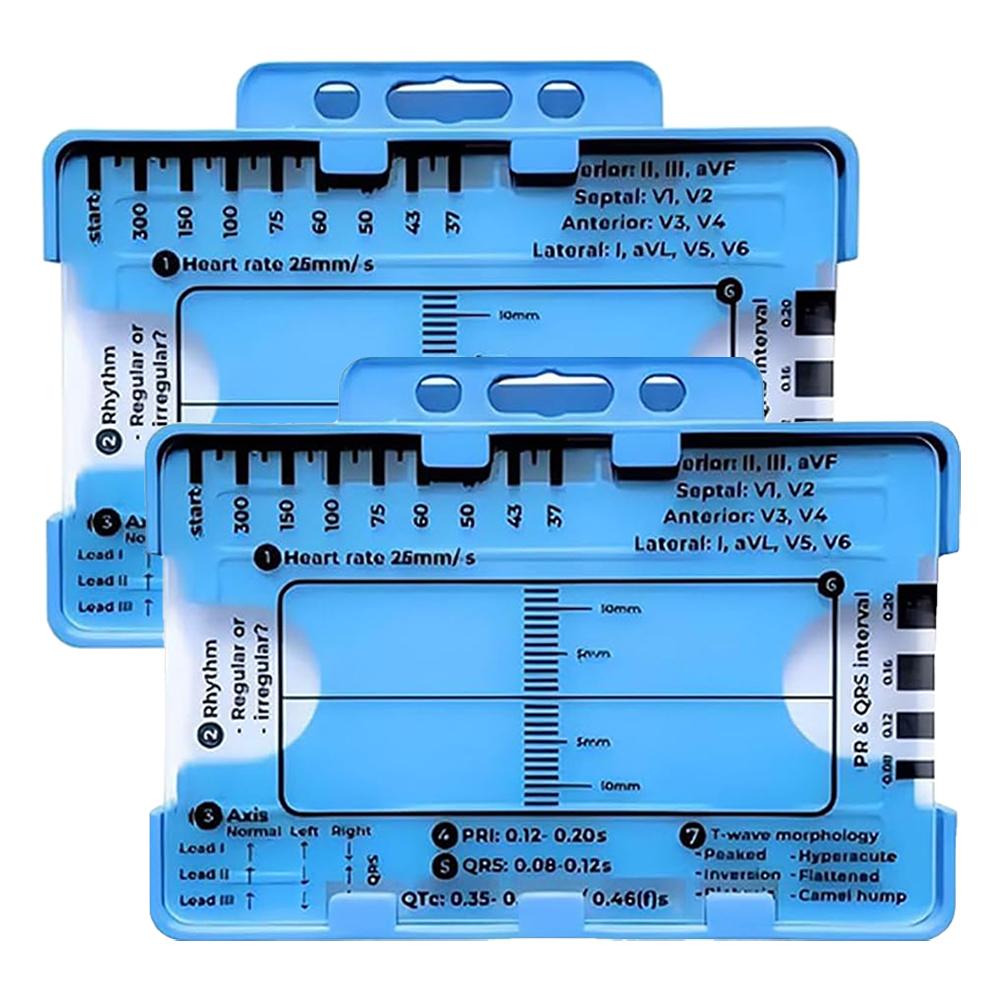 ECG 7 Step Ruler ECG Ruler Portable Transparent EKG Calipers Measuring Tool Pocket ECG EKG Card Ruler for ECG/EKG Interpretation