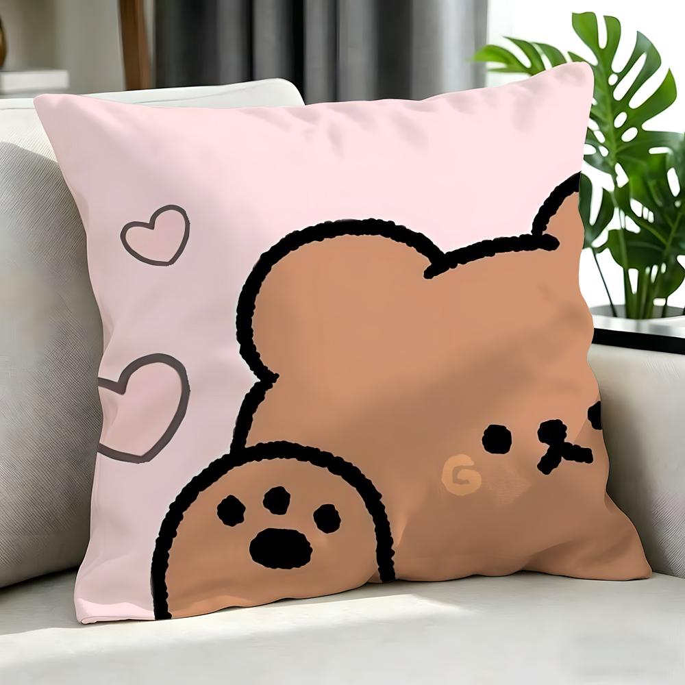 Cartoon CCaramel Beared Cushion Cover Cushion Cover Set Pcs x x x Pillowcase Decorative Sofa Home Decor