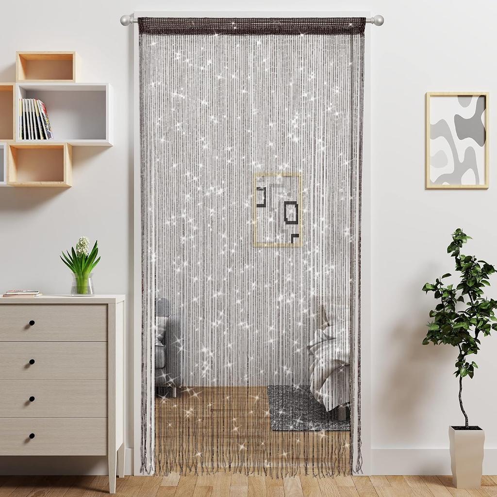 Door String Curtain Doorway Beads Curtains,Hanging Room Divider Beaded Decor Glitter Fringe Panel Closet Window Sequin Sheer Boho Doors Tassel
