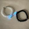 2pcs Handmade Crown Beaded Charms Bracelet Luminou Heart Glow In The Dark Couple Bracelet for Lover Men Women Fluorescent Gift