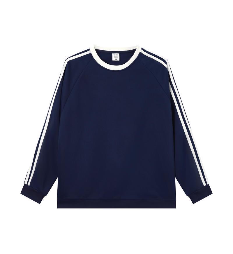 Полосатый свитер в стиле американского ретро-колледжа: Свободный крой, круглый вырез, длинный рукав, толстовка