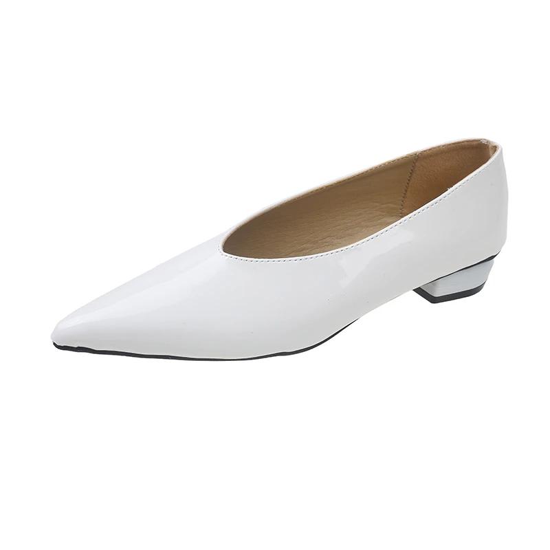 Мода женская обувь 2024 мода женские туфли-лодочки без застежек осень острый носок неглубокие однотонные платье на низком каблуке офисная женская обувь Zapatos