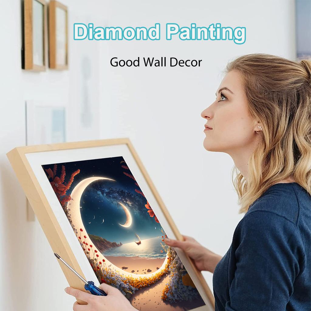 HuaCan алмазная живопись DIY комплект ночной пейзаж картина полная круглая дрель мозаика картины с луной вышивка домашний декор