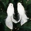 2 Pcs Artificial Simulation Birds Ornament Glitter Feathered Bird Christmas Tree Ornaments Clip Foam Fake Birds for Wreath Garland Crafts Tree Decor