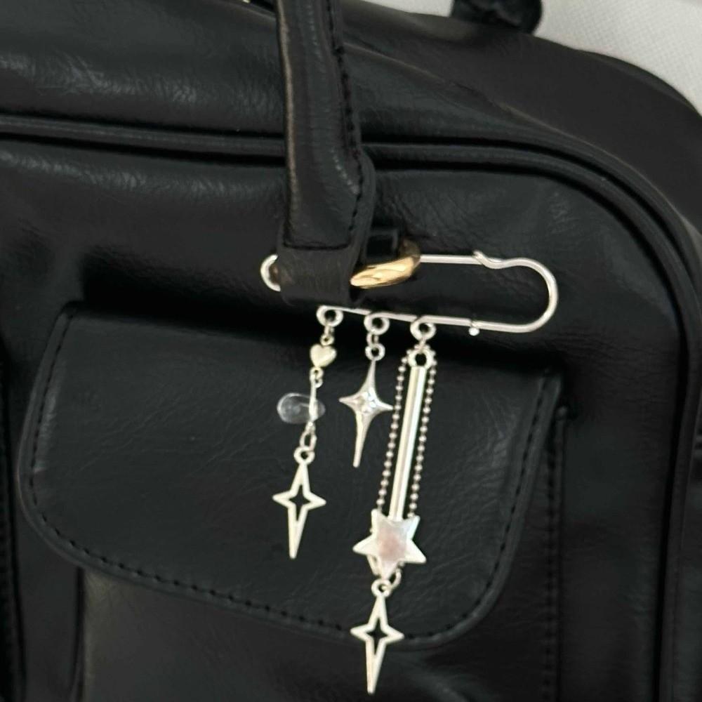 Y2k Gothic Star Brooch Clip Bag Charm Beaded Brooch Sweet Beaded Bag Pins  Shirt Collar