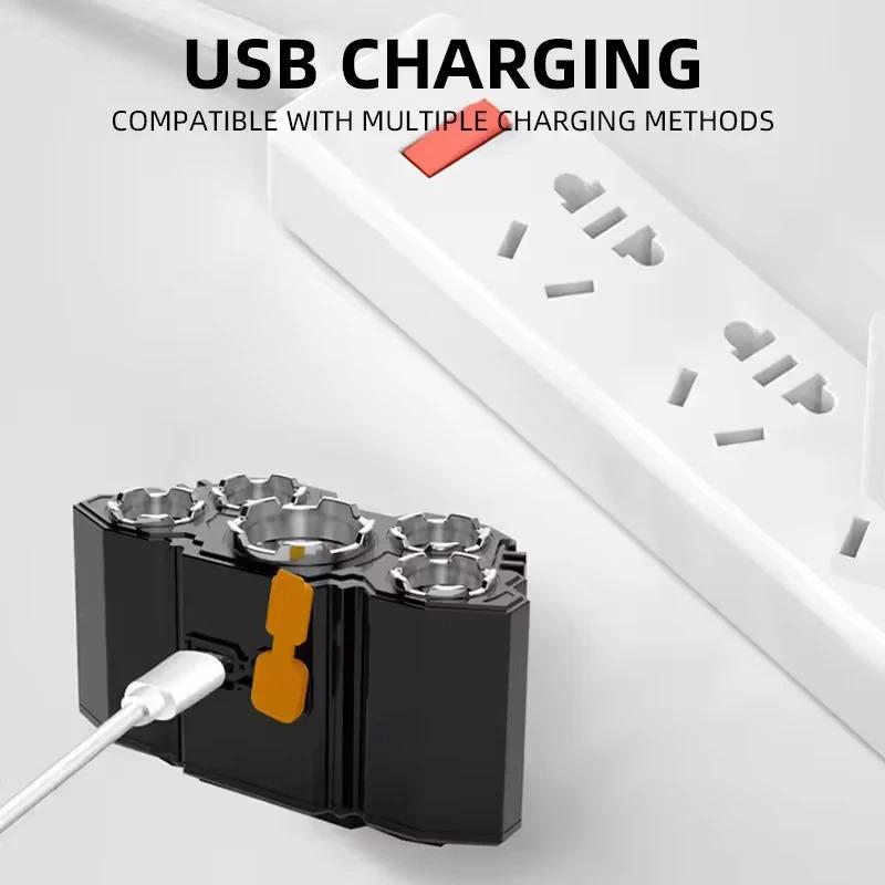 Светодиодный налобный фонарь с USB-подзарядкой, 5 светодиодов, 4 режима, встроенный перезаряжаемый литиевый аккумулятор, легкий налобный фонарь, эластичный головной ремень