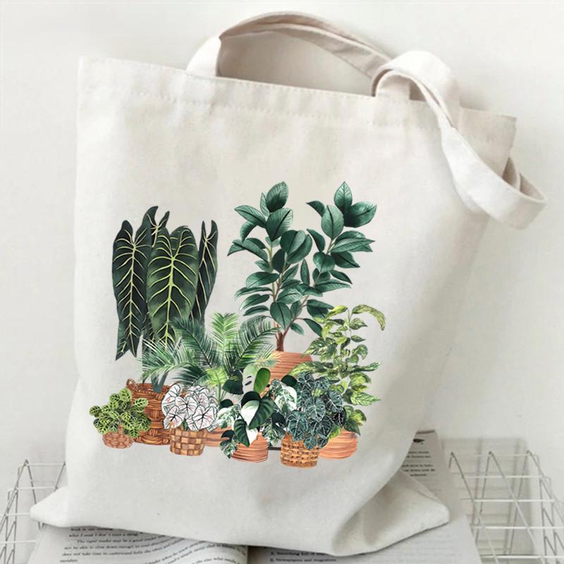 Забавная аниме-графика кошек женская холщовая сумка через плечо мультфильм животных и растений сумка для покупок котят любительница женских многоразовых сумок