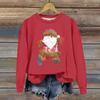 Женская модная рождественская свободная толстовка с длинным рукавом и круглым вырезом с мелким принтом