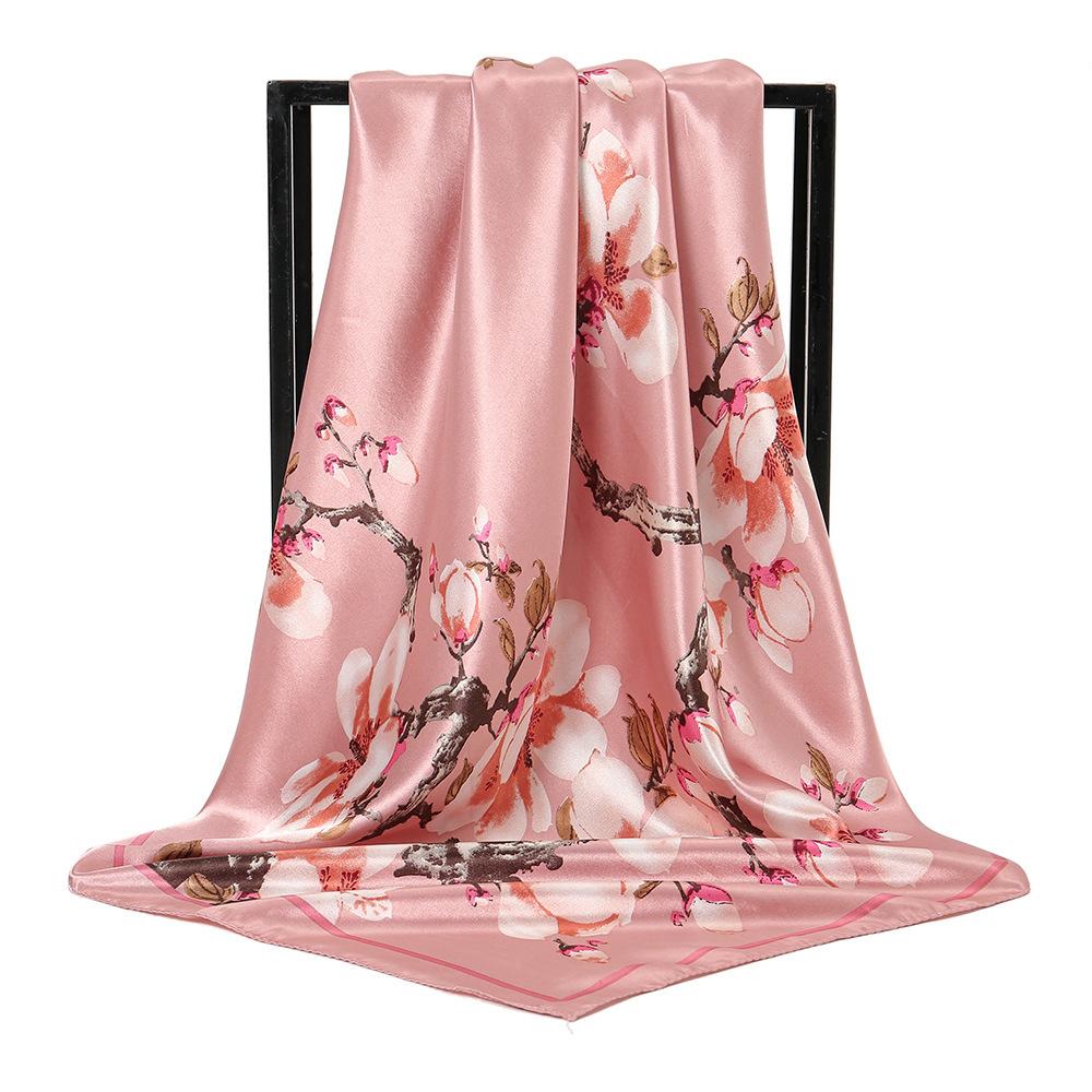 Spring and Autumn Women's Cashew Print Square Scarf Fashion Commuting Versatile Headscarf Stained Rose Square Scarf