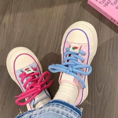 Студенческие женские туфли туфли-мандаринки парусиновые туфли женские новые летние дышащие универсальные туфли нишевые туфли на платформе женские повседневные кеды