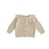 2024 Autumn/Winter Baby Girl Knitted Cotton Cardigan with Lotus Collar, 0-3 Years, Long Sleeve, Hollow Design.