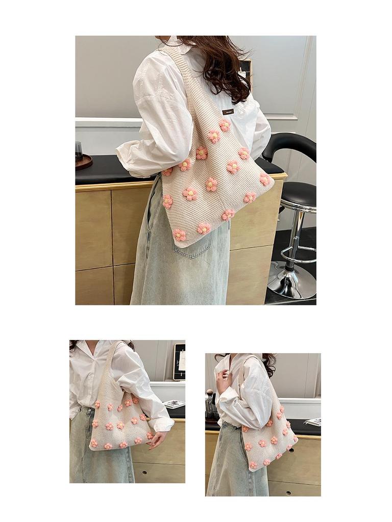 Women's 2025 Large Capacity Knit Flower Tote: Spring/Summer Beach & Commuting Bag