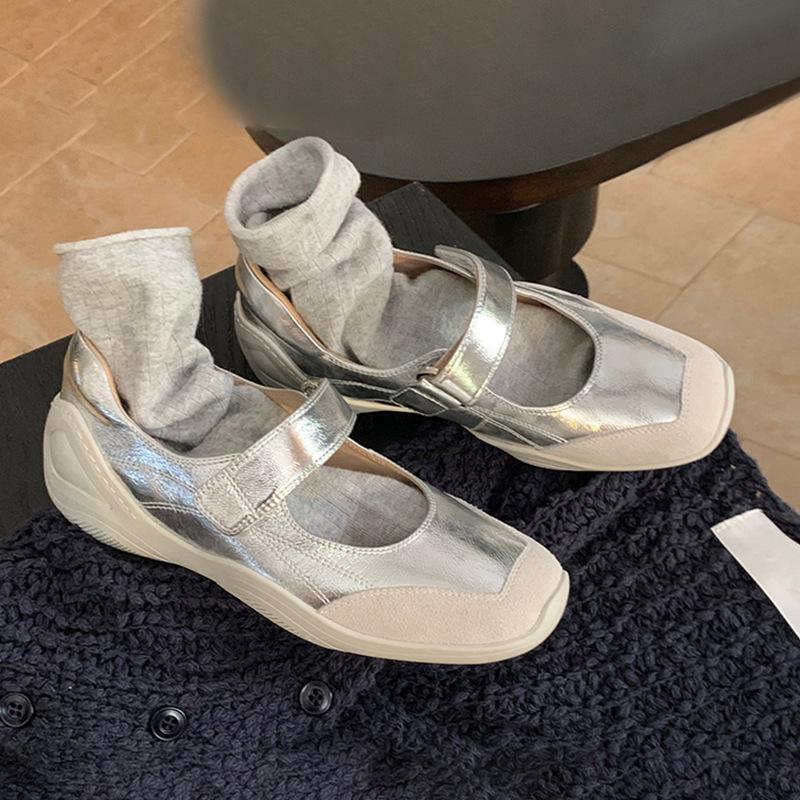Версия из коровьей кожи~ Ленивые туфли Мэри Джейн на липучке, мягкие, функциональные, ветрозащитные, женские кожаные туфли на платформе, одинарные туфли, лоферы, маленькие кожаные туфли