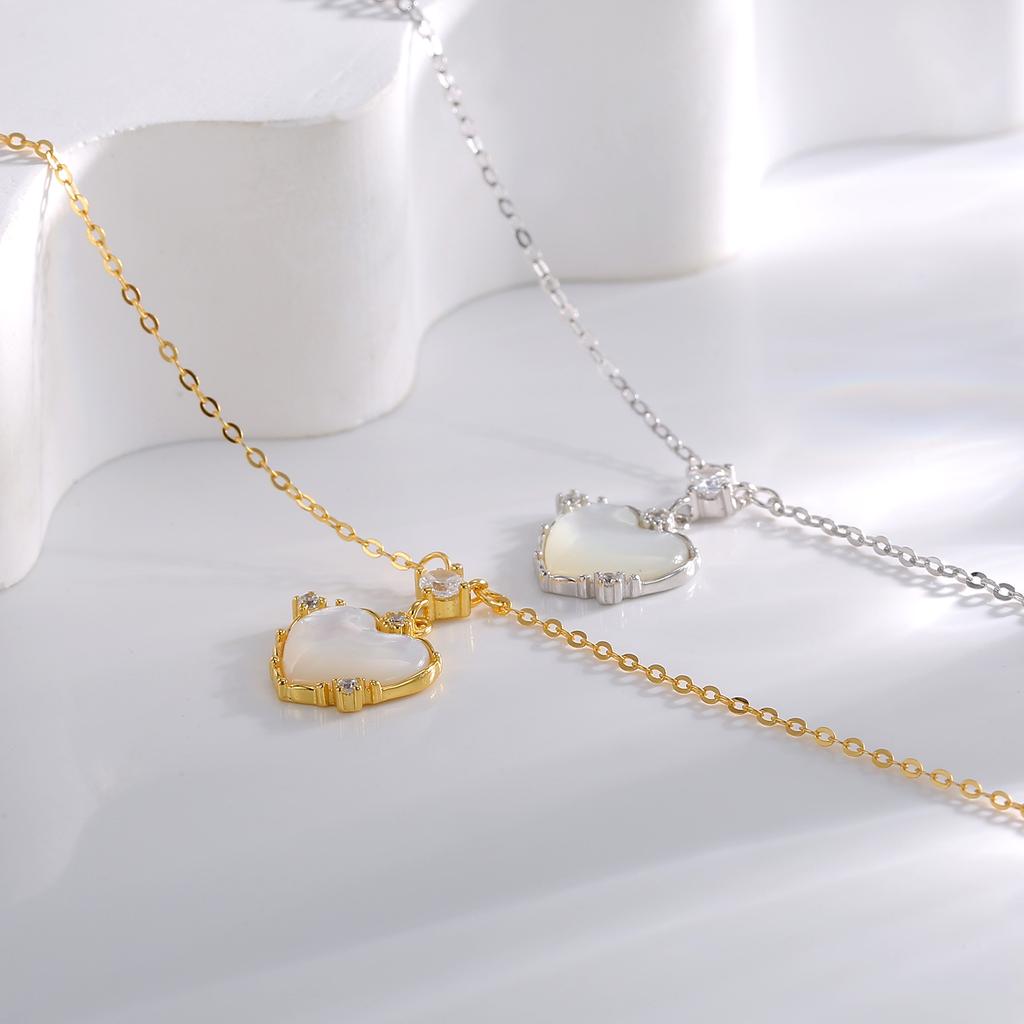 Дизайн 925 серебряное ожерелье с любовью и белым рябчиком, темпераментная ключичная цепочка, белое персиковое сердце, нишевая бижутерия для женщин