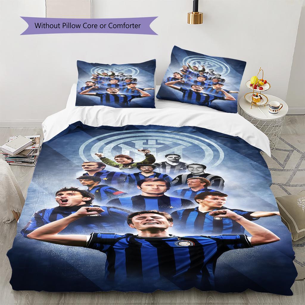 Inter Milan Pattern Bedding Quilt Set Quilt Cover Pillowcase Home Decoration Birthday Gift (1 * duvet cover + 2 * pillowcase, without core)