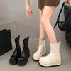 Женские осенне-зимние новые ботфорты на маленькой платформе и высоком каблуке, облегающие эластичные ботинки