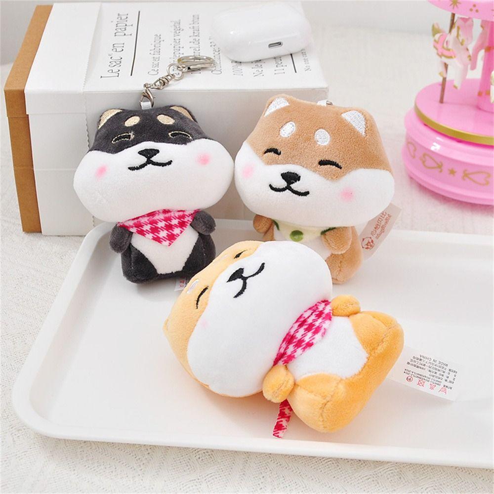 Plush Doll Scarf Shiba Keyring Cute Scarf Puppy Dog Pendant Fashion Plush Dog Keychain Couple Gift