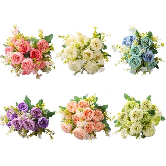 Привлекательный искусственный букет с зелеными листьями, простой в уходе макет сцены