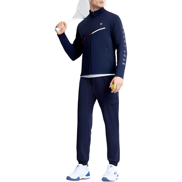 Fila Теннисное поло с принтом логотипа, вязаная спортивная куртка, мужские куртки, темно-синий A11M333504F-NV