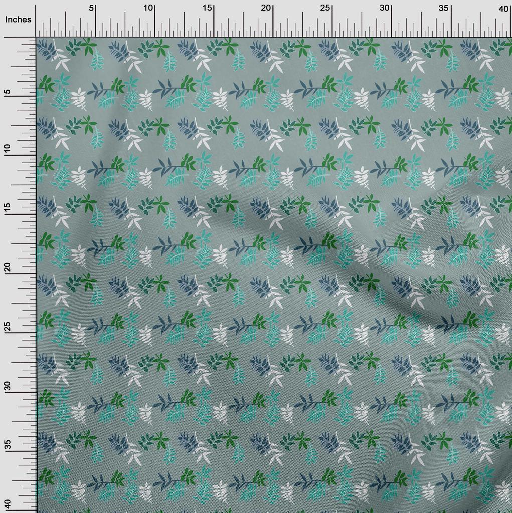 oneOone Cotton Flex Dusty Blue Fabric Leaves Quilting Supplies Print Sewing Fabric By The Yard 40 Inch