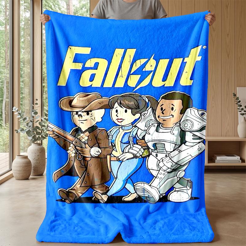 Soft Flannel Blanket Lightweight Cozy Bedroom Living Room CoverFallout Vault Boy