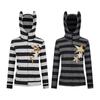 Womens Vintage Camo Star Embroidery Striped Hoodie Slim Fit Streetwear Jacket