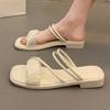 Fashion 2025 New Pleated Square Toe Heeled Slippers Women's Elegant Summer Sandals Designer Comfort Pumps Fairy Soft Sandalias De Mujer